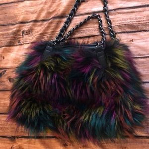 Betsey Johnson Faux MultiColor Fur Shoulder Bag